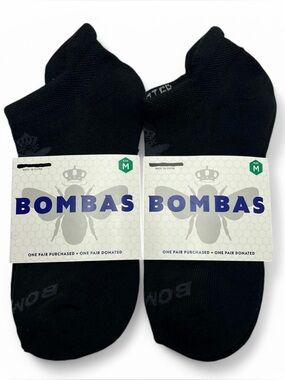 Bundle (Set of 2) Bombas Ankle Socks Size Medium Women's Black Blister Tab